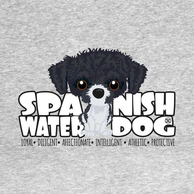 Spanish Water Dog (Black&White) - DGBigHead by DoggyGraphics